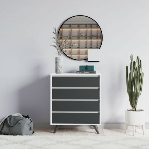 Komoda Suvera White and Anthracite