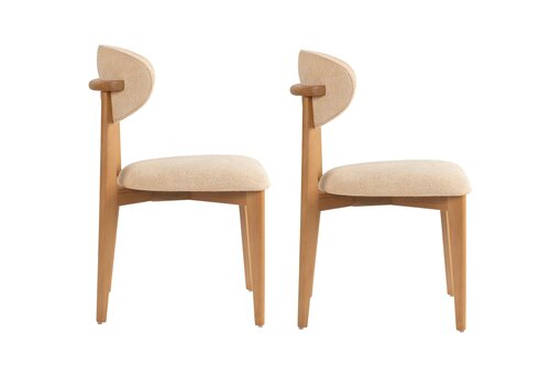 Esszimmerstuhl-Set Lionte Beige and Light Oak, 2 Stück