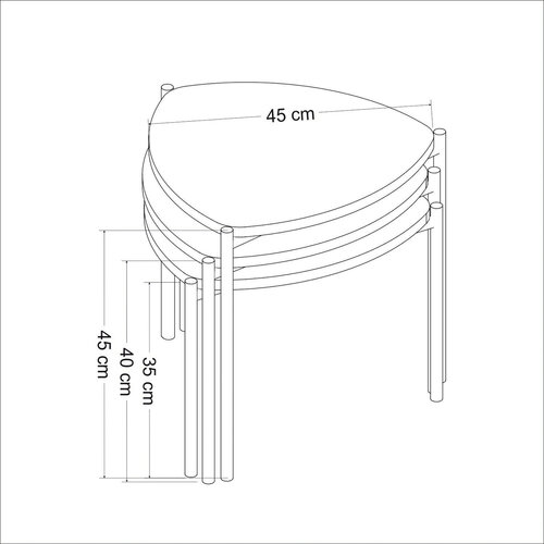 Beistelltisch Lenny White, 3 Stück