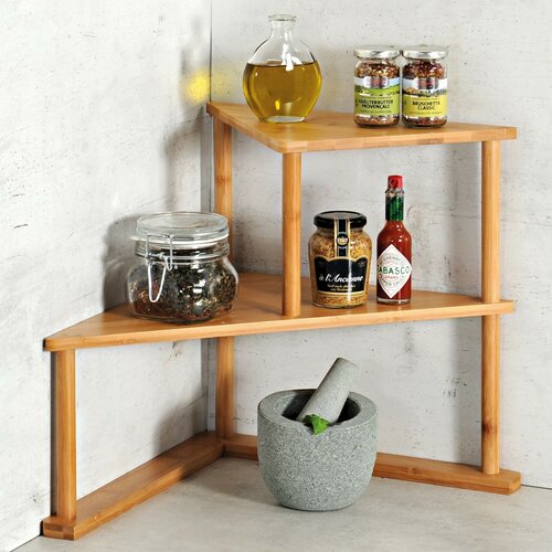 Kesper 58802 Narożna półka kuchenna bambusowa, 52 x 39 x 29,5 cm