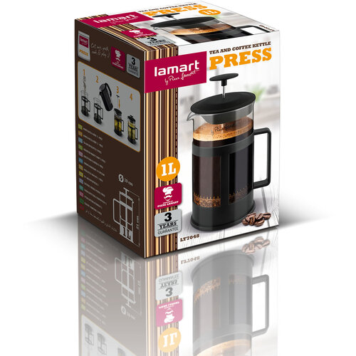 Lamart LT7048 čajnik za čaj in kavo Press, 1 l