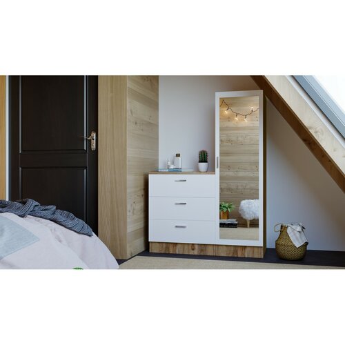 Komoda se zrcadlem Coco White and Atlantic Pine