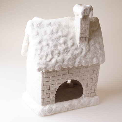 Božična dekoracija Zasnežena hišica za čajnosvečko, 25 x 36 x 18 cm