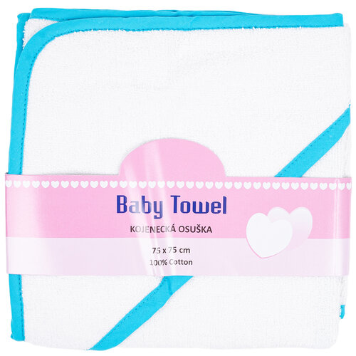 Дитячий рушник з капюшоном Білий / синій, 75 x 75 см