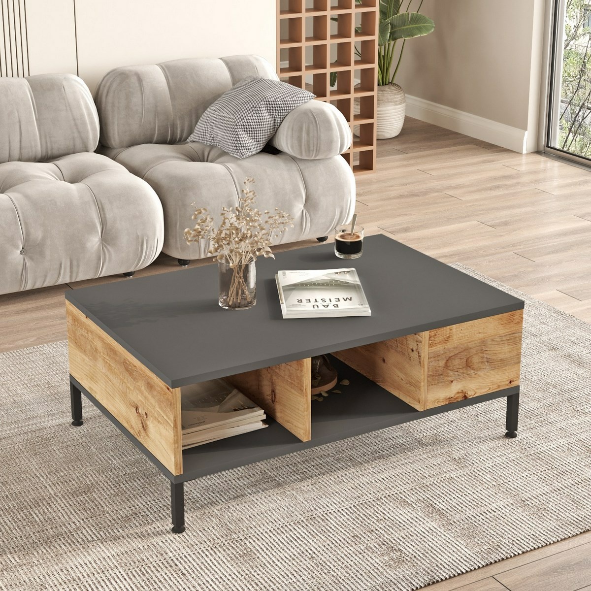Konferenčný stolík Role Anthracite and Atlantic Pine