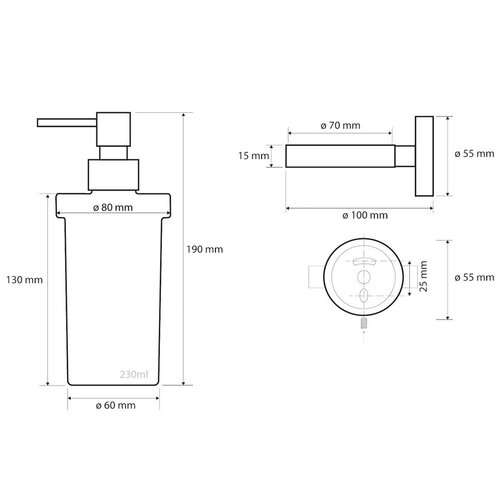 Dozator de săpun SAPHO XS101 X-Steel, sticlălăptoasă/ oțel inoxidabil periat, 230 ml