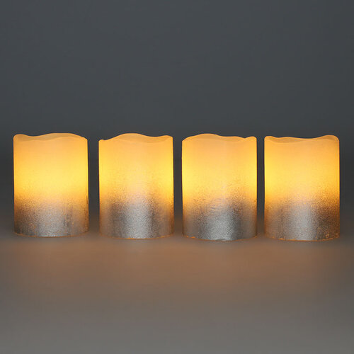 Solight Súprava LED sviečok s časovačom, 4xsviečka, 6,5 cm, strieborná, 4xCR2032 súčasťou, 1v284
