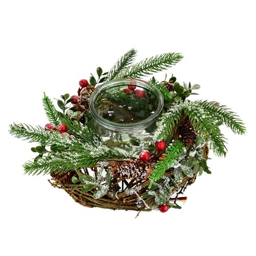 Božični okrašen svečnik Canna, 11 x 22 cm