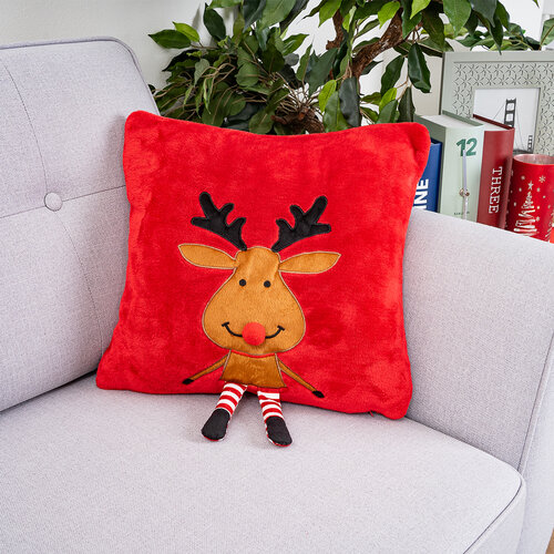 4Home Weihnachtskissenbezug Happy Reindeer, 40 x 40 cm