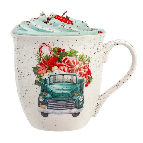 Altom Kubek porcelanowy Christmas car, 630 ml, zielony