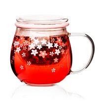 4Home Szklany kubek Sakura Hot&Cool z sitkiem 400 ml 4Home Szklany kubek Sakura Hot&Cool z sitkiem 400 ml