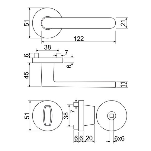 Feronerie din aluminiu Richter RK.K16.COMO.WC.NIMAT