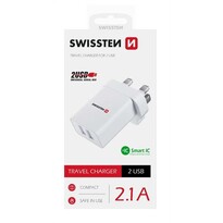 SWISSTEN Adaptér 230 V/2,1 A 10,5 W 2x USB, bílá