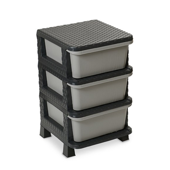 Komoda 3 zásuvky Ratan, antracit