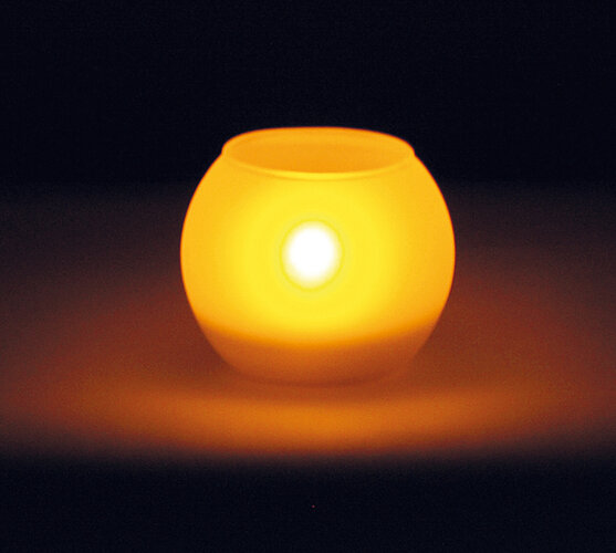 LED sklenený svietnik