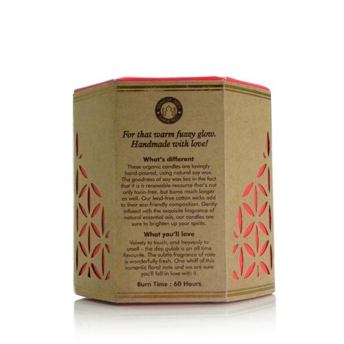 Organska sveča Desi Gulab - Rose 200 g vjantarovem steklu