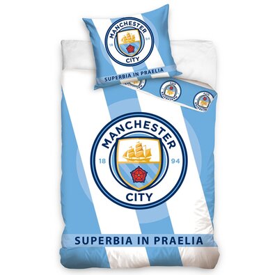 Manchester City Superbia In Praelia pamut ágynemű, 140 x 200 cm, 70 x 80 cm