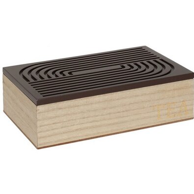 Holzkiste für Teebeutel Ribbon, 24 x 7 x 16 cm, Dunkelbraun