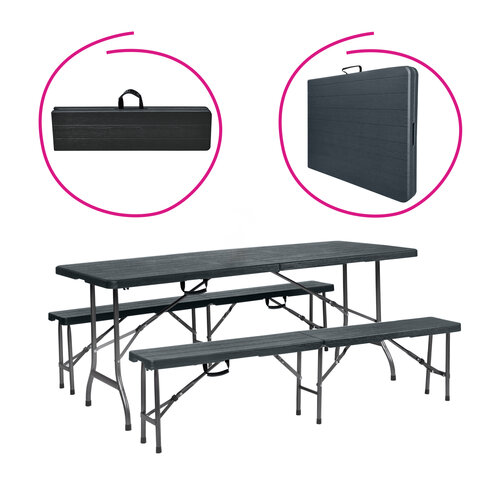 Gartenmöbel-Set 1+2, ULMER, klappbar, schwarz