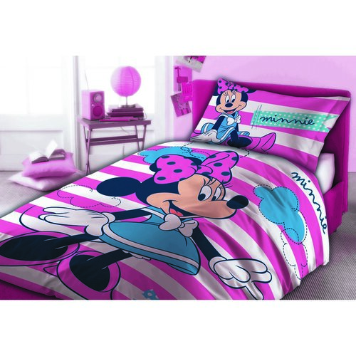 Бавовняна постільна білизна для дитячого ліжечка  Мінні зі смужками, 100 x 135 см, 40 x 60 см