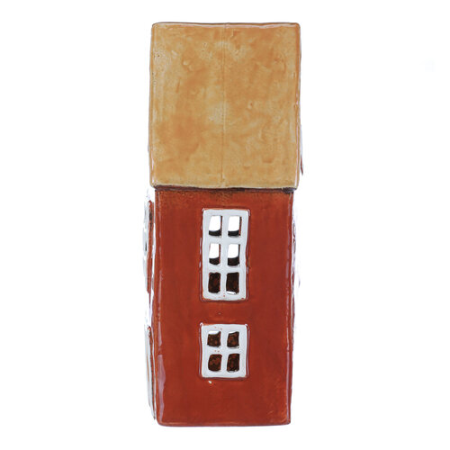 Suport lumânare Casă roșu, ceramică,1 x 9 x 23 cm