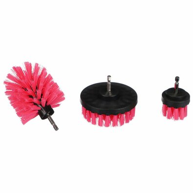 Sixtol Sada kartáčů na vrtačku pro čištění auta CAR DETAILING DRILL BRUSH PINK 3, 3 ks