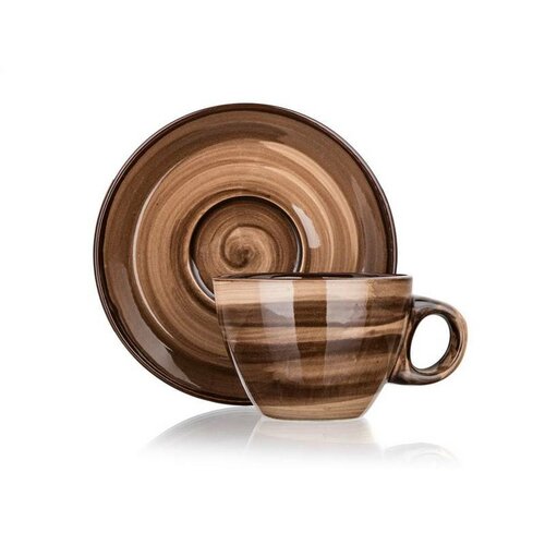 Banquet 6-delni set skodelic s podstavkom PALAS,90 ml, rjava