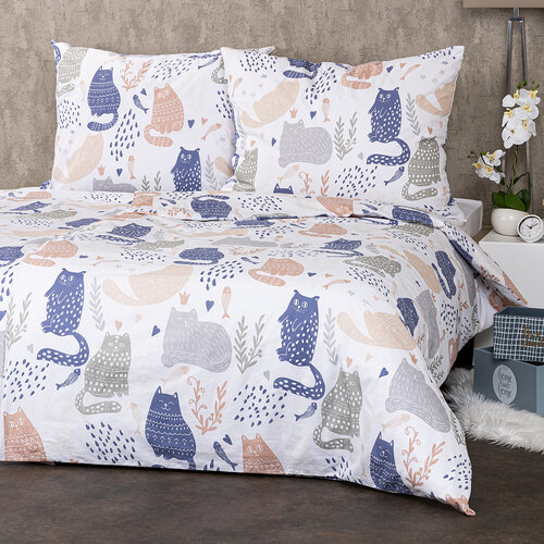 4Home Бавовняна постільна білизна Nordic Cats, 140 x 200 см, 70 x 90 см