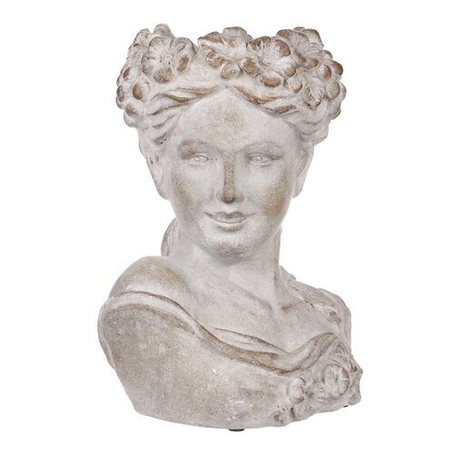Cap de femeie din beton Bysta, diametru 23 cm, 23x 17 x 30 cm