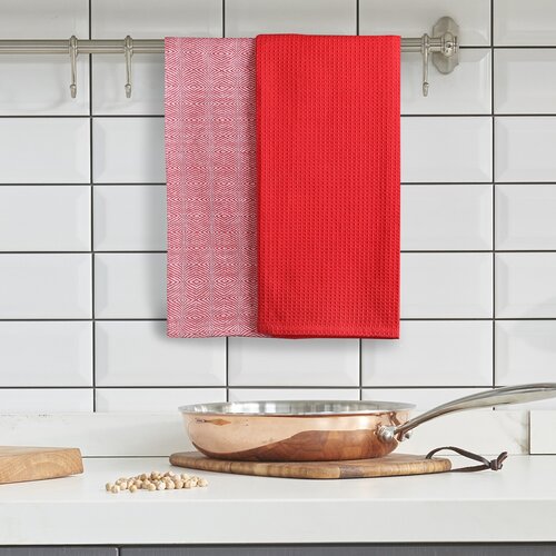 DecoKing Geschirrtuch Louie Rot, 50 x 70 cm, Set 3 St.