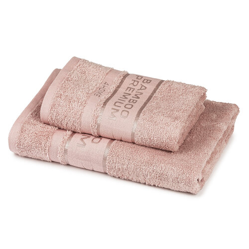 4Home Set Bamboo Premium Badetuch und Handtuch  Rosa, 70 x 140 cm, 50 x 100 cm