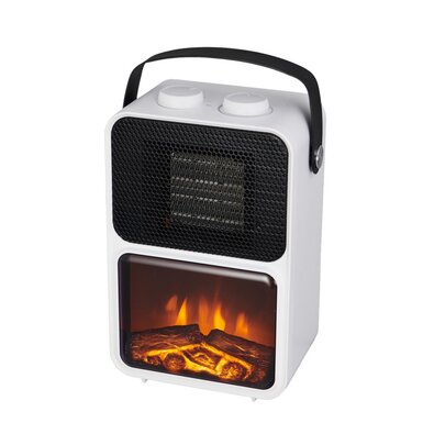 Elektrický krb - imitace plamene - bílý, 13,5x 21 x 36 cm, 600/1200W