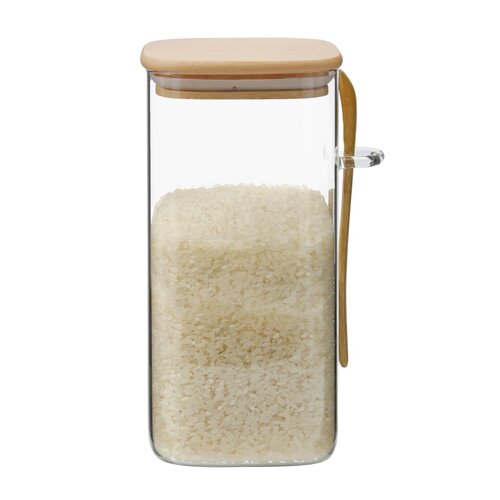 Maxxo steklena posoda Bamboo z žličko, 1,2 l