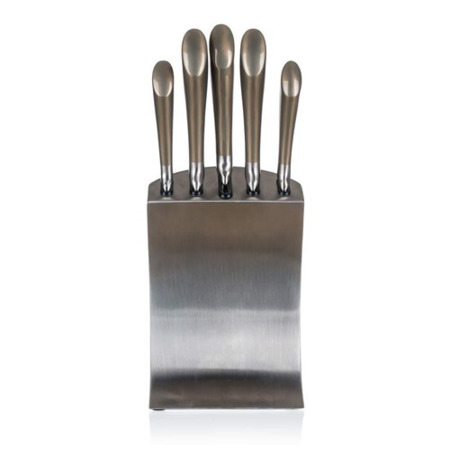 Banquet Набір ножів Metallic Platinum 5 шт.,  підставка з нержавіючої сталі