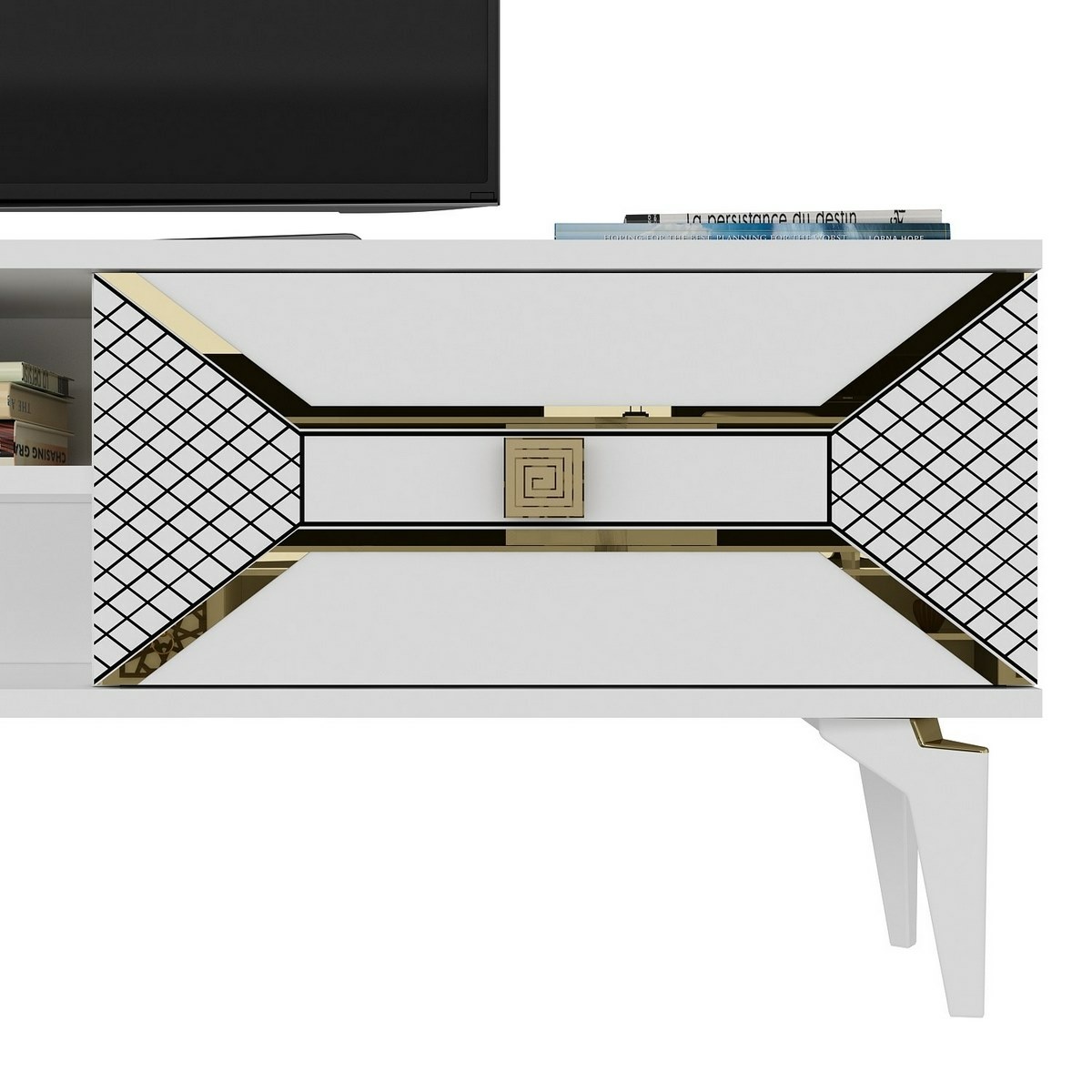 Televízny stolík Yumedi White and Gold