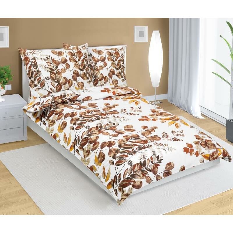 Bellatex Pościel bawełniana Listowie brązowy, 140 x 220 cm, 70 x 90 cm, 140 x 220 cm, 70 x 90 cm