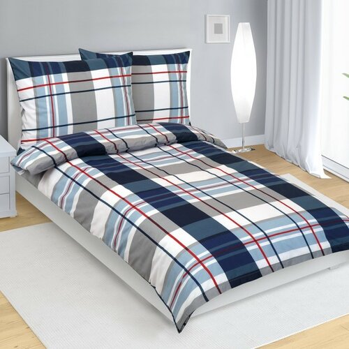 Bellatex Lenjerie de pat din bumbac Kostkaalbastru, gri, 140 x 200 cm, 70 x 90 cm