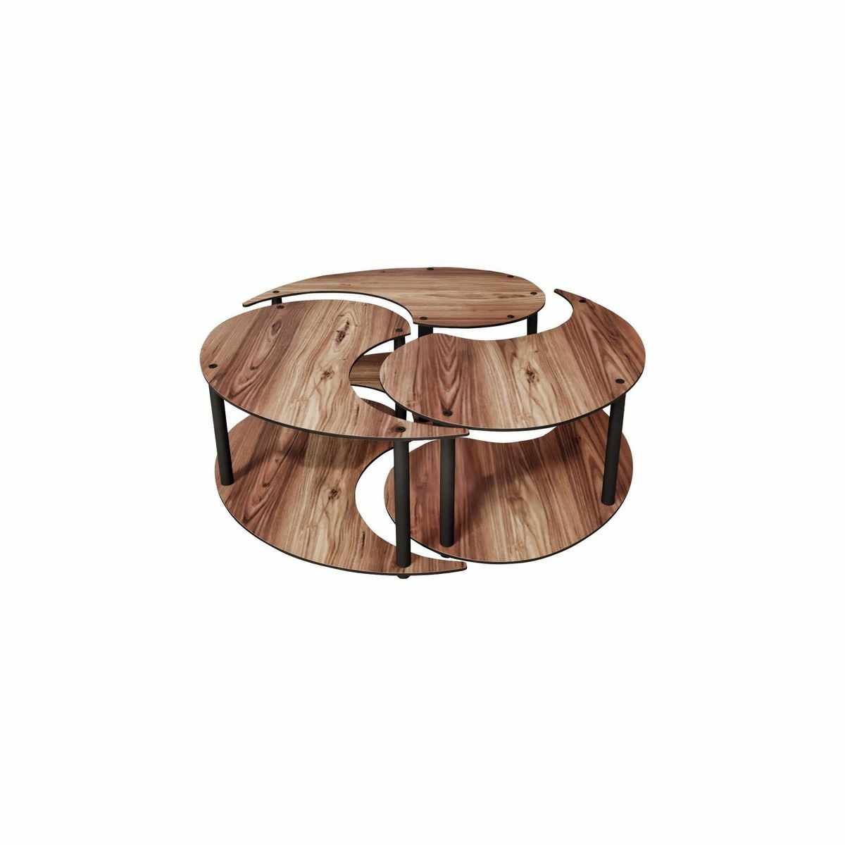 Súprava konferenčných stolíkov Yin Yang Walnut, 3 ks