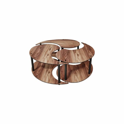 Yin Yang Walnut dohányzóasztal-készlet, 3 db