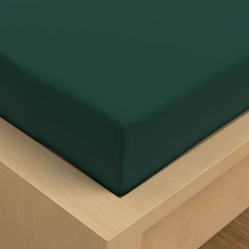 Kvalitex Foaie de satin cu bandă elastică verde închis , 100 x 200 cm