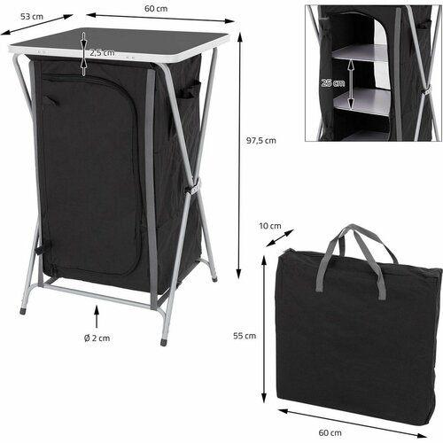 ProGarden Sklopna omarica s polico za odlaganje,60 x 53 x 97 cm, črna