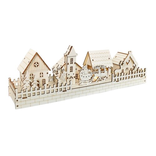Karácsonyi világító dekoráció Havas falu, 40 x 13x 8 cm, LED