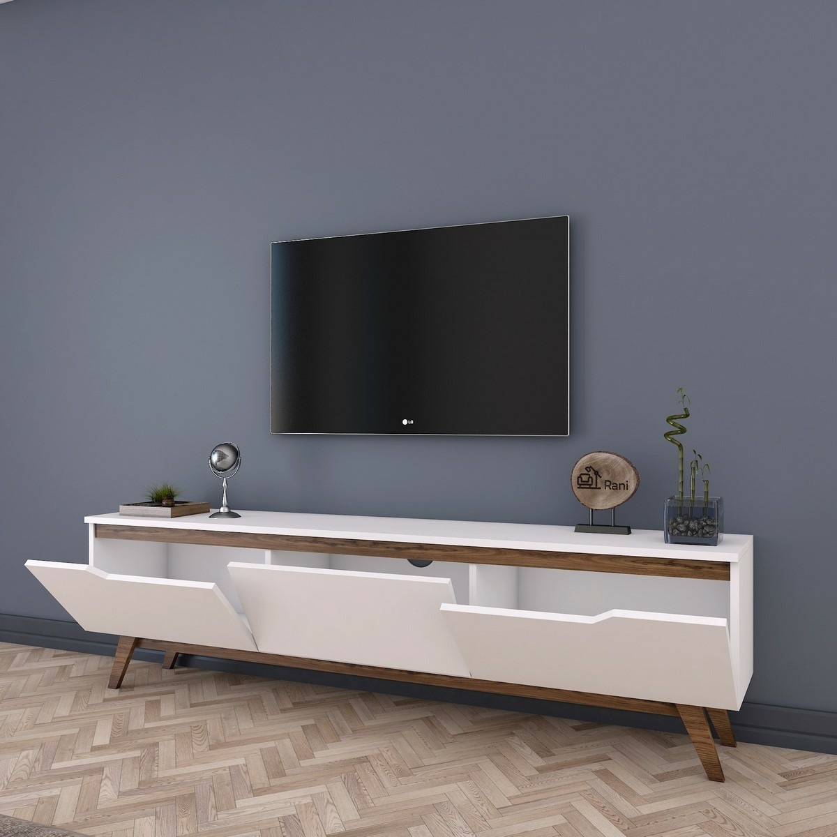 Televízny stolík Dita White and Walnut