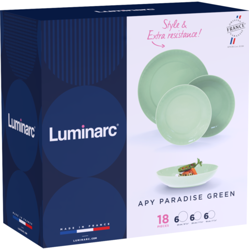 Luminarc 18dílná jídelní sada Apy Paradise Green