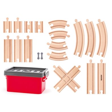 Woody Schienen-Set in Plastikbox, 20 Stück