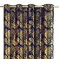 Restilo Záves Velvet Golden Leaves indigo, 140 x 245 cm