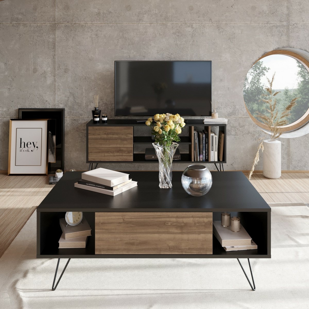 Konferenčný stolík Mistico Black and Walnut