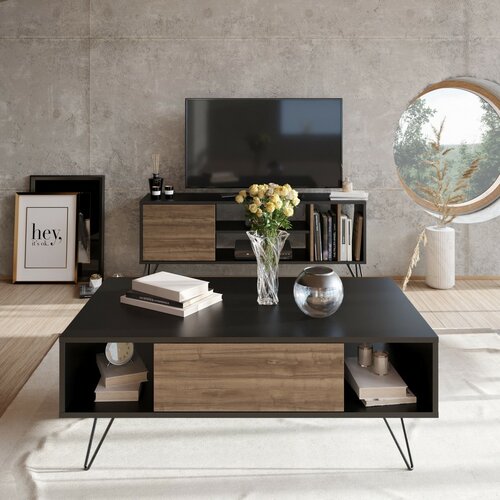 Konferenční stolek Mistico Black and Walnut
