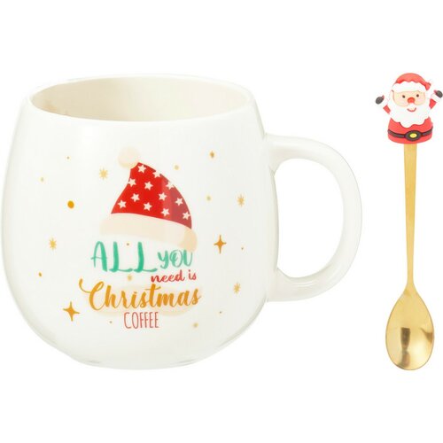 Santa karácsonyi porcelán bögre kanállal 550 ml