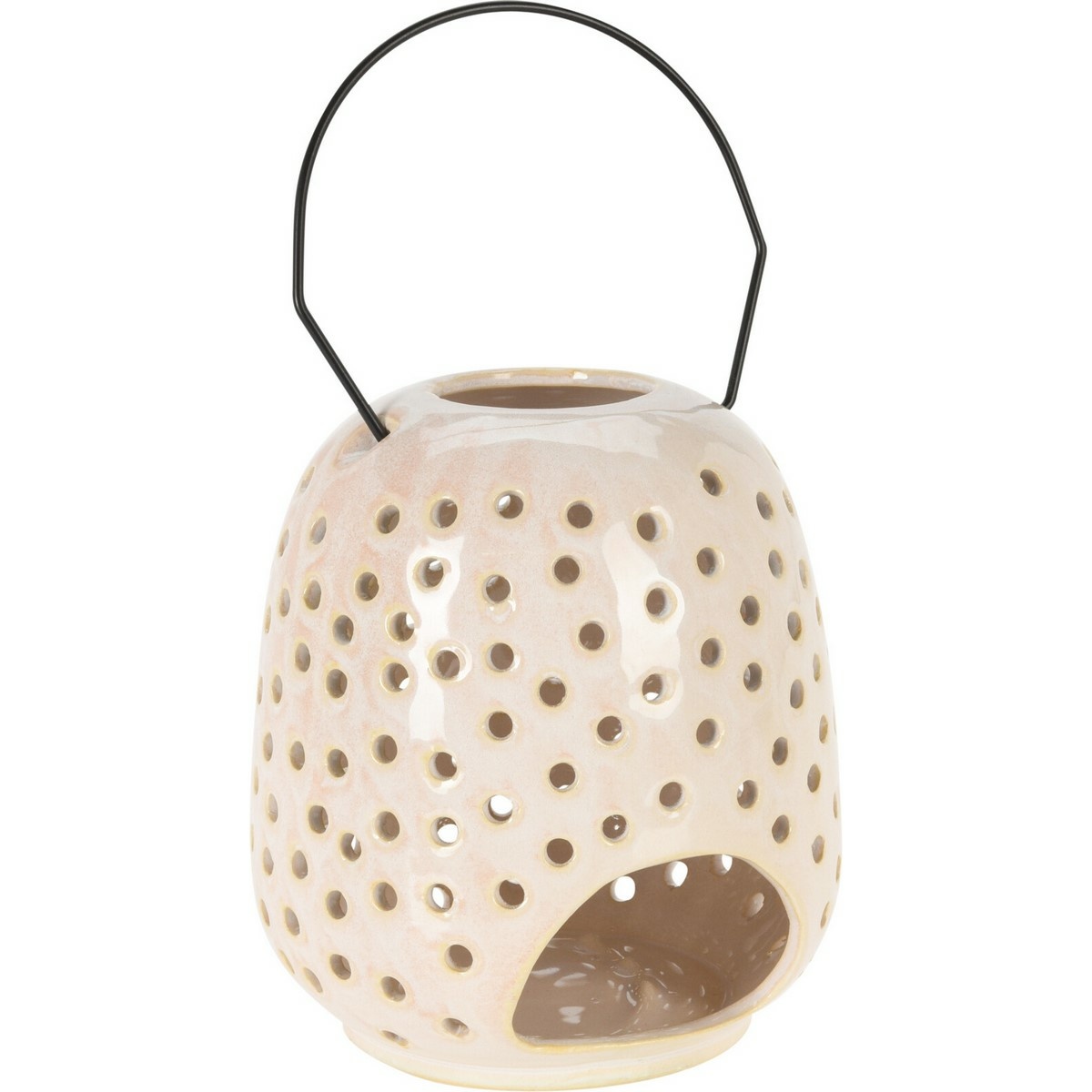 Latarnia ceramiczna Dots kremowy, 15 x 23 cm